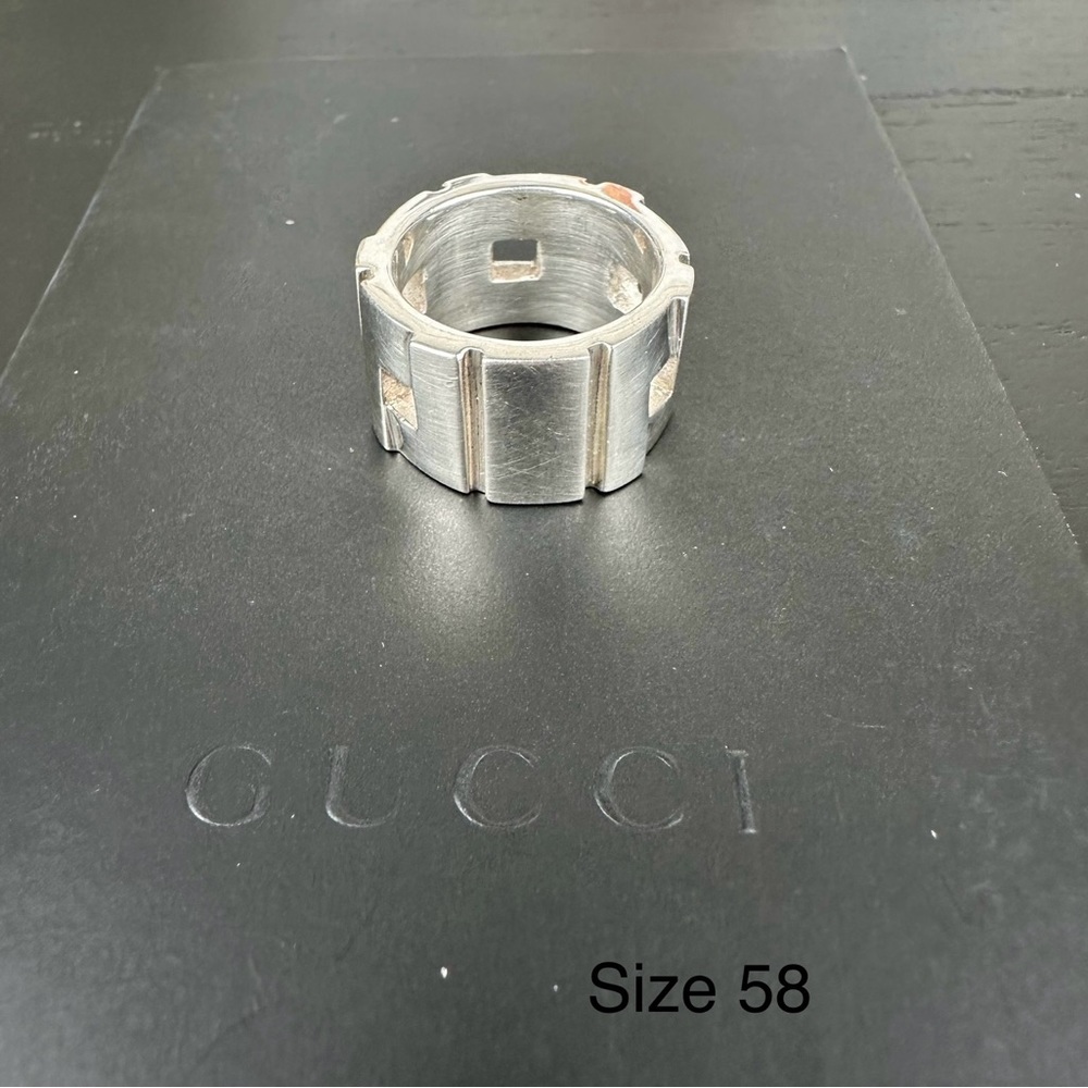 GUCCI Silver 925 Ring size 8.5 unisex - Picture 3 of 7